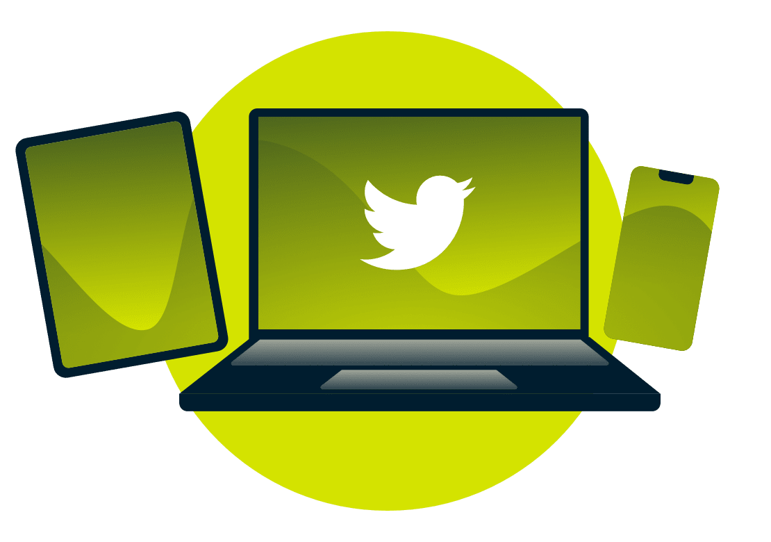 Laptop, tablet i telefon z logo Twittera.